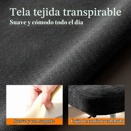 Vista 3 de Silla de tocador con ruedas, bonita silla de escritorio sin brazos con respaldo, silla de oficina pequeña giratoria de altura ajustable, cómoda