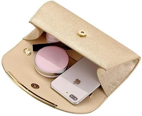 Vista 5 de BENCOMOM Women gold clutch Purses Formal Evening Bags Wedding Party Dressy Handbags Bridal Prom shoulder bag with chain