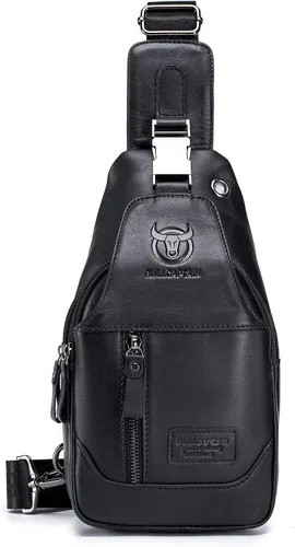 Vista 8 de LUKZIJAES Bolso bandolera de cuero genuino para hombre