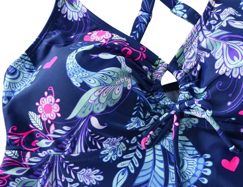 Vista 4 de Firpearl - Traje de baño tipo tankini, holgado, para mujer, con espalda cruzada, talla extra-grande.