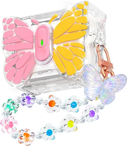 Vista 9 de R-fun Funda para AirPods Pro 2 Butterfly Artistry - Tapa desplegable automática y función de soporte, protección de grado militar de 360°