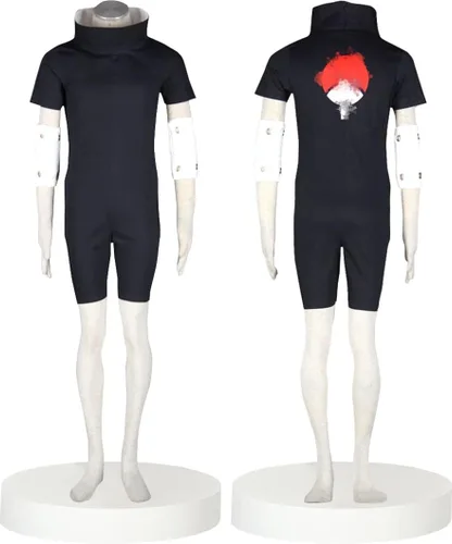 Vista 4 de HHHCOS Leaf Village ninja Shippuden Uchiha Sasuke - Disfraz de cosplay negro de una pieza para Halloween