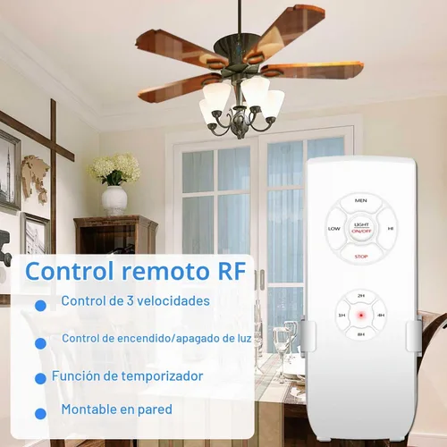 Vista 3 de Interruptor de ventilador WiFi inteligente, ventilador de techo y kit de control remoto de luz, controlador WiFi compatible con Alexa Google