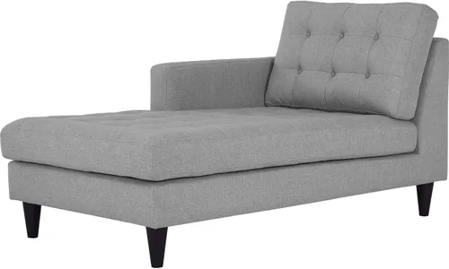 Vista 8 de Sofá esquinero Modway Empress, estilo de mediados de siglo, tapizado de tela en avena, Tela, Celeste