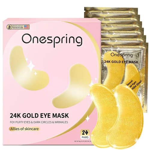 Vista 16 de Onespring Almohadillas de gel para ojos (24 pares) – Parches debajo de los ojos para ojos hinchados, arrugas, ojeras, geles de colágeno natural