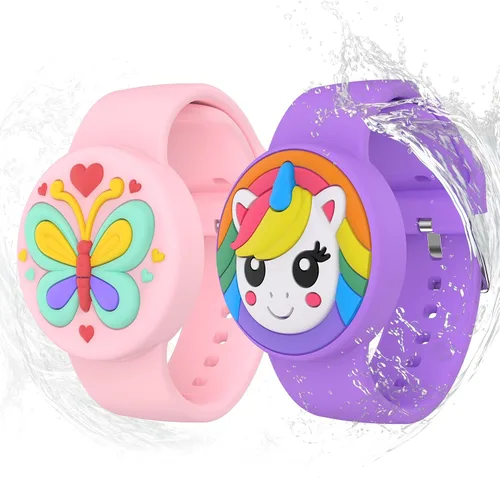 Vista 9 de Pulseras impermeables AirTag para niños, pulseras de silicona ocultas Donut & Owl