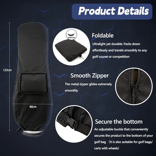 Vista 2 de Funda para bolsa de golf de viaje, funda de lluvia para bolsa de golf, impermeable, ligera, plegable, fácil de limpiar, Durabale, protección a