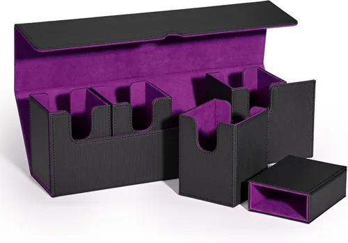 Vista 14 de UAONO Caja de cartas para MTG con pantalla Commander, funda de cartas 5 en 1 con capacidad para más de 800 tarjetas sin mangas, organizador