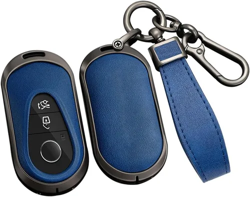 Vista 12 de ontto Llavero de cuero compatible con Mercedes-Benz 2020 en adelante, llavero de metal para Benz Clase S, Clase G, Clase E, color negro