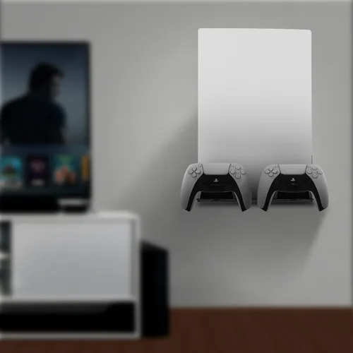 Vista 7 de Hidden Wall Mount for PS5 - Accessories PlayStation 5PS5 DigitalDisc Edition Console Floating Shelf, with 2 Detachable Controllers Holder Metal