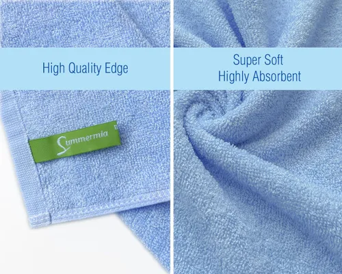 Vista 5 de Paquete de 12 paños de 13 x 13 pulgadas, extra absorbentes, suaves, multiusos, para lavar ropa y cara (azul)