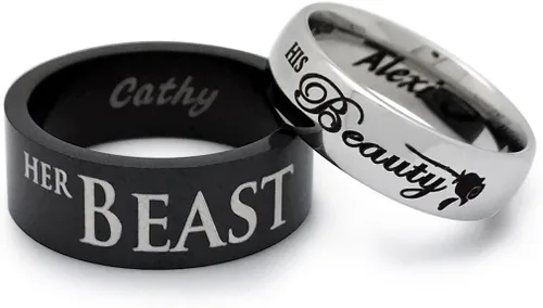Vista 2 de Kriskate & Co. Anillos de tungsteno para él y para ella, anillos de tungsteno grabados personalizados, anillos de tungsteno para parejas TCR402
