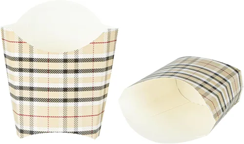 Vista 17 de Restaurantware Bio Tek - Taza de papas fritas desechables de 4.7 x 3.5 x 5.1 pulgadas, 100 vasos desechables para refrigerios, papel azul y blanco