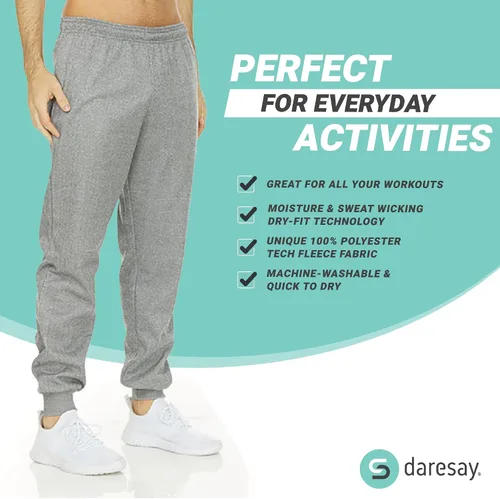 Vista 5 de DARESAY Pantalones deportivos Tech de forro polar Dry Fit Performance para hombre paquete de 3