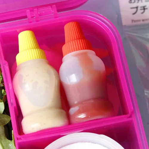 Vista 4 de Mini botellas de salsa de tomate, 0.8 onzas líquidas, rellenables, para condimentos, aderezos de ensalada, tomate, ketchup de mayo, jarabe de mayo