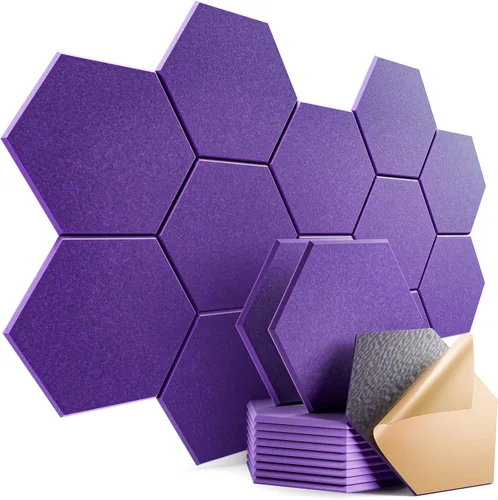 Vista 83 de Paquete de 12 paneles acústicos autoadhesivos de 12 x 10 x 0.4 pulgadas, paneles de espuma a prueba de sonido con alta densidad, elegante diseño