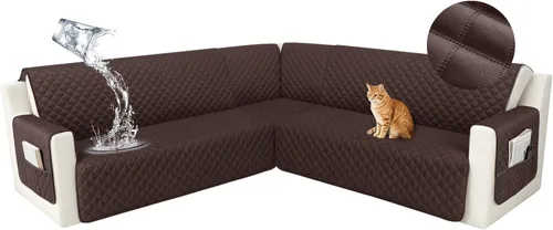 Vista 17 de HDCAXKJ Funda seccional de esquina impermeable para sofá de terciopelo en forma de L, fundas para sofá para mascotas, perros, suaves, resistentes