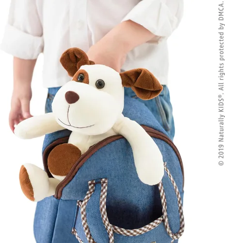 Vista 4 de Naturally KIDS Mochila pequeña con juguete de peluche de perro de peluche Mochila para niños pequeños para niños Juguetes para niños de 3 años