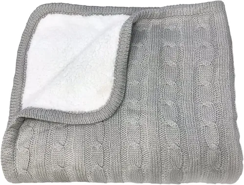 Vista 11 de Magnolia Cable Knit and Sherpa Baby Blanket (Beach Glass)