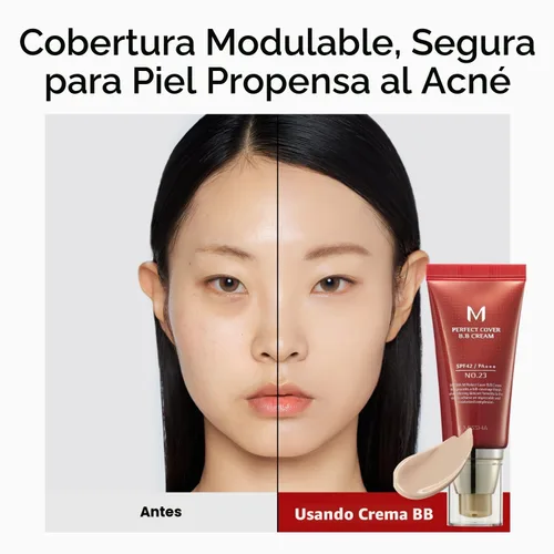 Vista 5 de MISSHA M Perfect Cover BB Cream No.23 Beige Natural -Ligero/Medio con subtono Fresco/Neutral SPF 42 PA +++ 1.69 Fl Oz - Hidratante