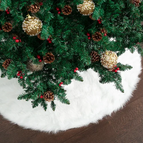 Vista 28 de Mr. Pen - Falda de árbol de Navidad de 48 pulgadas, lentejuelas negras brillantes con faldas de árbol de Navidad de piel sintética blanca Negro