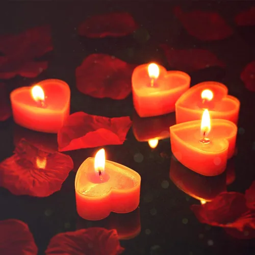 Vista 5 de Nuanchu 18 velas en forma de corazón para el día de San Valentín, velas de té de amor, velas para mesa de boda, centro de mesa, cena, decoración