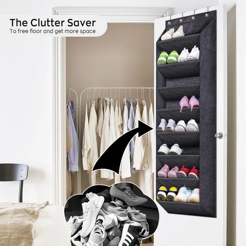 Vista 5 de SLEEPING LAMB Organizador de zapatos para armario con 8 bolsillos grandes y profundos y organizador de zapatos corto para colgar en el armario