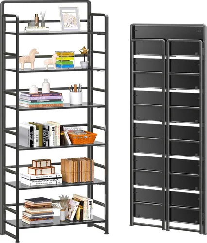 Vista 9 de 4NM Estantería plegable sin montaje, estante de almacenamiento para libros con estantes de 3 niveles, estilo vintage. Organizador de oficina y Todo