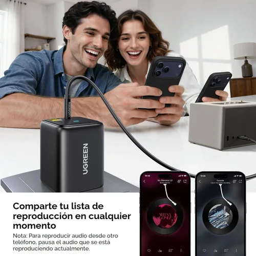 Vista 7 de UGREEN Adaptador de audio LDAC Bluetooth 6.0 para altavoces domésticos de TV, receptor Bluetooth de audio inalámbrico de alta resolución, añade