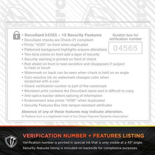 Vista 9 de DocuGard Azul/Verde Sunburst Premier Prismatic Top Papel de Cheques de Alta Seguridad - Compatible con QuickBooks y Impresoras Láser/Inyección