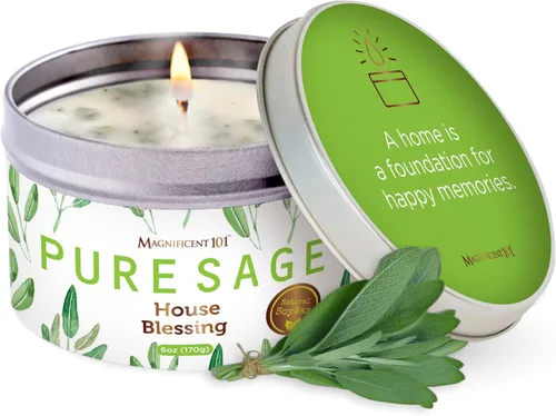 Vista 7 de MAGNIFICENT 101 Vela de salvia blanca pura para limpieza energética de la casa, elimina la energía negativa I, purifica y cura los chakras, vela