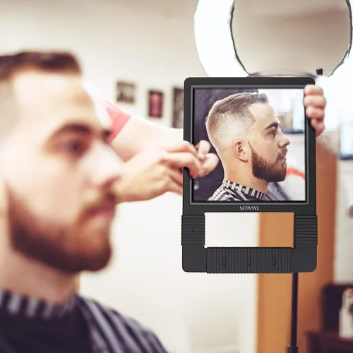 Vista 6 de TASALON Espejo de mano irrompible con mango de silicona, negro