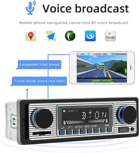 Vista 3 de Radio clásica de coche DIN simple de 7 pulgadas, estéreo de coche Bluetooth, radio FM, receptor de audio para automóvil, control de voz, llamadas