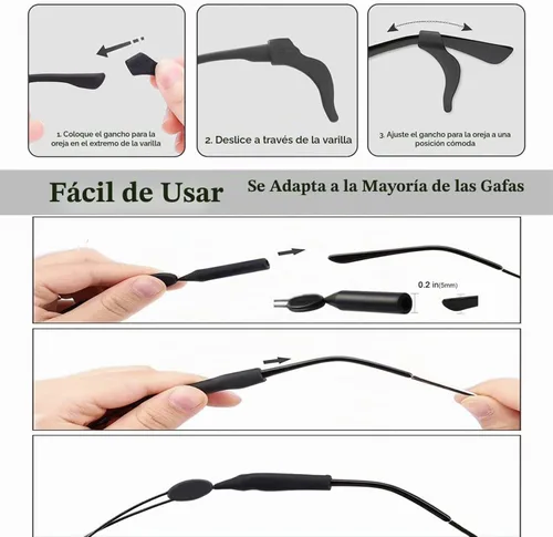 Vista 5 de YMCCOOL 20 pares de sujetadores antideslizantes para gafas con 3 correas ajustables para gafas, retenedor de gafas de cuerda deportiva