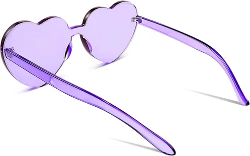 Vista 5 de FEISEDY Gafas de sol de corazón grueso sin montura en forma de corazón Gafas de sol para mujer, gafas de amor de moda B2419