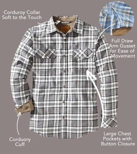 Vista 4 de Camisa de franela Venado para hombre camisa de franela a cuadros con escudete de alcance completo
