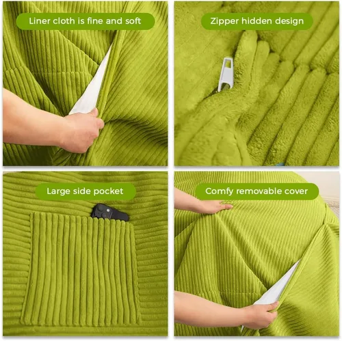 Vista 5 de MAXYOYO Puf gigante para adultos, puf convertible que se pliega de silla perezosa a colchón de suelo, sofá grande para suelo, sofá grande, relleno