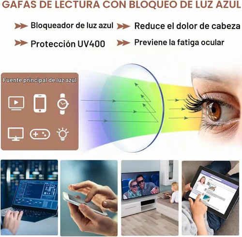 Vista 4 de Paquete de 4 lentes de lectura multifocales progresivos para mujeres, estilo Oprah, bloqueo de luz azul, lectores de computadora