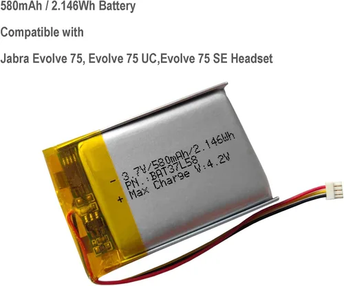 Vista 2 de AOLIKES - Batería de repuesto para auriculares Jabra Evolve 75 Bluetooth, batería Evolve 75 UC, repuesto de batería Evolve 75 SE, AHB572535PST