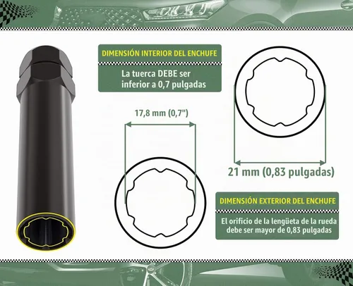 Vista 4 de Llave de Tuercas de Seguridad Estriadas Pequeñas de 6 Puntos Herramienta de Dado para Afinador - Llave de Tuerca de Seguridad de Diámetro Compatible