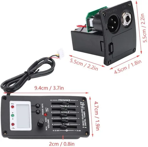 Vista 7 de Ecualizador de guitarra de 5 bandas, F-5T EQ ecualizador Pickup Tuner para guitarra acústica instrumento musical