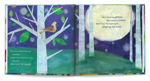 Vista 3 de Who Loves Me? (Twins) - Historia infantil personalizada - I See Me! (tapa dura azul)