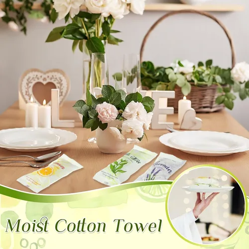 Vista 4 de VitalCozy 240 toallas de algodón húmedo, toallas húmedas envueltas individualmente, toalla facial desechable de 8.6 x 8.6 pulgadas, toallitas