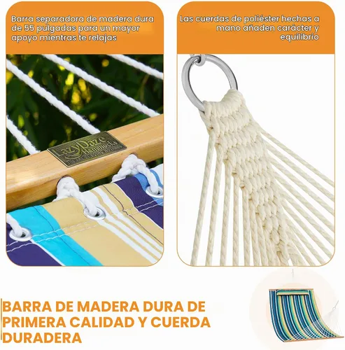 Vista 5 de Lazy Daze - Hamaca acolchada doble con mosquetones y almohada suave