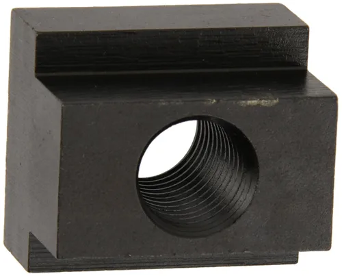 Vista 2 de Small Parts 41411T 1018 Tuerca de ranura en T de acero, acabado de óxido negro, roscado a través, roscas de 1/2"-13, 3/4" de altura, profundidad