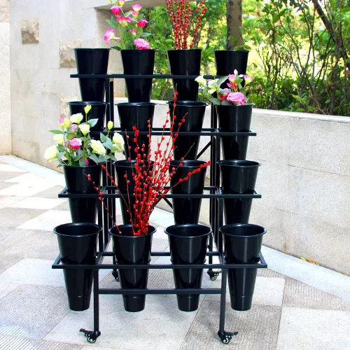 Vista 3 de Zhongma Soporte de exhibición de flores de 4 niveles con cubos de 16 piezas