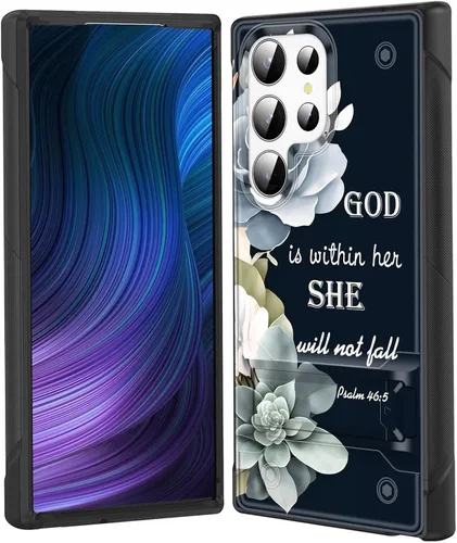 Vista 68 de Funda para Galaxy S24 Plus con soporte, doble capa híbrida de policarbonato duro y silicona suave, resistente a prueba de golpes, funda protectora
