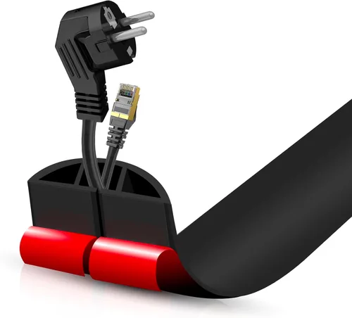 Vista 92 de Cubierta autoadhesiva para cables de suelo, gestión de cables de 3.3 pies, protector de tira de extensión para cables, evita tropiezos de cables
