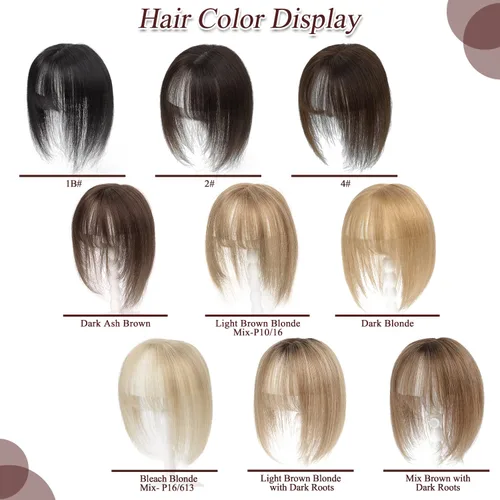 Vista 6 de UDU Toppers para el cabello para mujer, cabello humano real, con flequillo, clip en flequillo, pelucas de cabello para mujeres con adelgazamiento