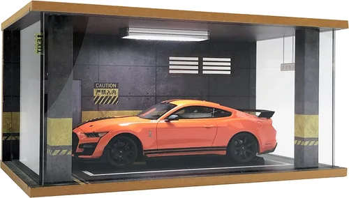Vista 2 de Vitrina para autos fundidos a presión 1/18, vitrina acrílica para motocicleta de juguete a escala 1/12 con iluminación LED, D5-3 lado abierto, gris